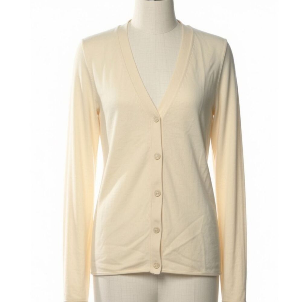 Theory 100% Cashmere V-Neck Cardigan Sweater Neutral Size M